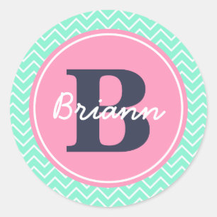Sticker Rond Pink Initial et nom