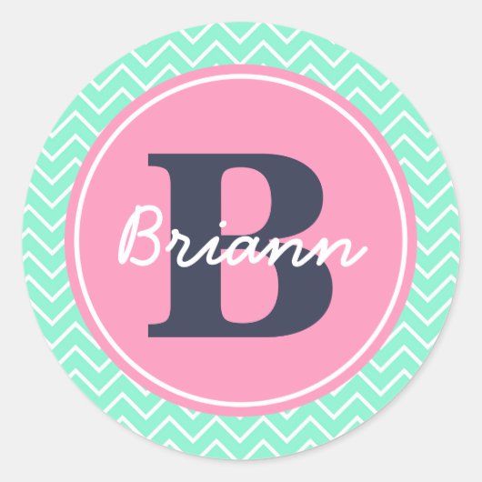 Sticker Rond Pink Initial et nom (Devant)
