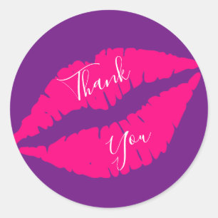 Sticker Rond Pink lipstick baiser pop art Merci