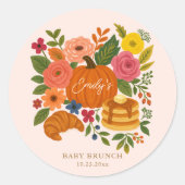 Sticker Rond Pink Little Pumpkin Baby Shower Brunch (Devant)
