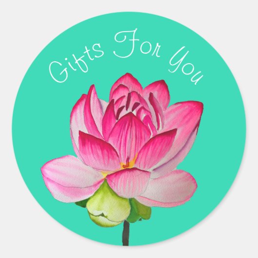 Sticker Rond Pink Lotus design moderne Cadeau d'entreprise (Devant)