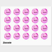 Sticker Rond Pink Love, Bonjour mon nom est.._ (Feuille)