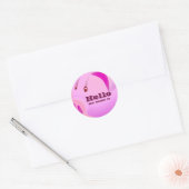 Sticker Rond Pink Love, Bonjour mon nom est.._ (Enveloppe)