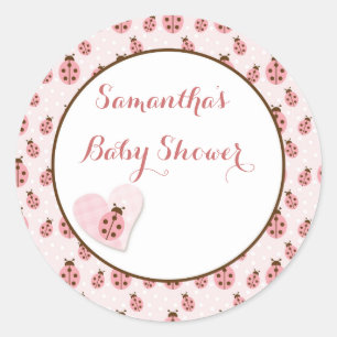 Sticker Rond Pink Love Bug, Baby Girl