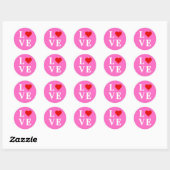 Sticker Rond Pink Love Romantique Élégant (Feuille)