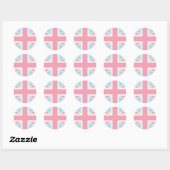 Sticker Rond Pink Lovely Classic Union Jack British(UK) Flag (Feuille)