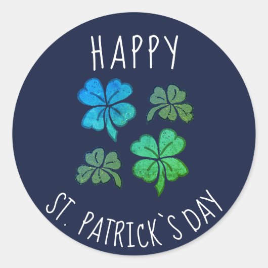 Sticker Rond Pink Lucky Shamrock Clover Joyeux St. Patrick's da (Devant)