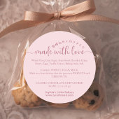 Sticker Rond Pink Made with Love Script Ingredient Bakery