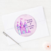 Sticker Rond Pink Magic Fairytale Castle Princess Party (Enveloppe)