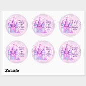 Sticker Rond Pink Magic Fairytale Castle Princess Party (Feuille)