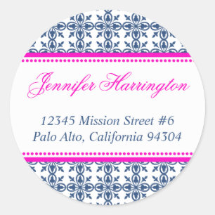Sticker Rond Pink marine preppy personnalisé fantaisie adresse 