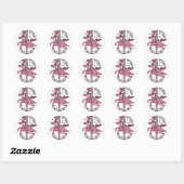 Sticker Rond Pink merry-go-round horsie (Feuille)