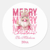 Sticker Rond Pink Nutcracker Joyeux Noël (Devant)