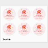 Sticker Rond Pink Orange Disco Ball Let's Disco Anniversaire (Feuille)