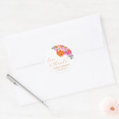 Sticker Rond Pink & Orange Floral Amour & Merci Graduation (Enveloppe)