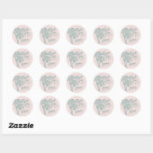 Sticker Rond Pink Palm Spring Pastel Beach Anniversaire Privilé (Feuille)
