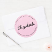 Sticker Rond Pink Personnalisé fait maison avec Merci d'amour (Enveloppe)