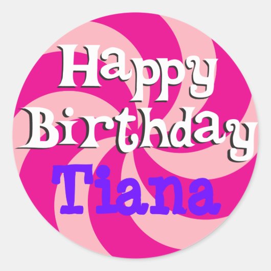 Sticker Rond Pink Pinwheel Girly Badge d'anniversaire (Devant)