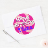 Sticker Rond Pink Pinwheel Girly Badge d'anniversaire (Enveloppe)