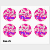 Sticker Rond Pink Pinwheel Girly Badge d'anniversaire (Feuille)