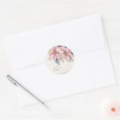 Sticker Rond Pink Poinsettia Flowers Personalized To and From (Enveloppe)
