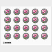 Sticker Rond Pink Pop aquarelle fleur joli art (Feuille)