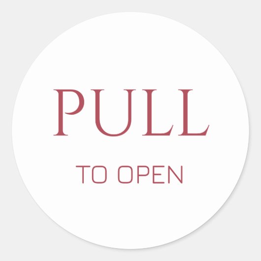 Sticker Rond Pink Pull to Open Door Sign (Devant)