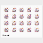 Sticker Rond Pink Purple et Gold Unicorne Anniversaire (Feuille)