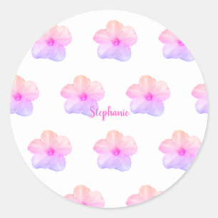 Sticker Rond Pink Purple Floral Anniversaire Mariage Personnali