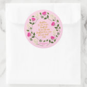Sticker Rond Pink Purple Floral William Shakespeare Never Doubt (Sac)