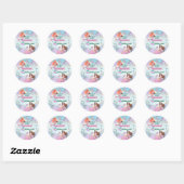 Sticker Rond Pink Purple Glitter Mermaids 4th Birthday Party (Feuille)