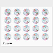 Sticker Rond Pink Purple Glitter Mermaids 7th Birthday Party (Feuille)