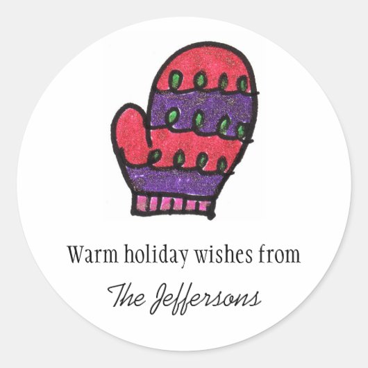 Sticker Rond Pink Purple Mitten (Devant)