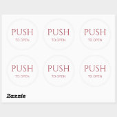 Sticker Rond Pink Push to Open Door Sign (Feuille)