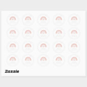 Sticker Rond Pink Rainbow Cute Aquarelle Anniversaire Favoriser (Feuille)