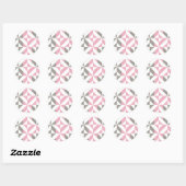 Sticker Rond Pink Raspberry and Silver Geometric ZigZag (Feuille)