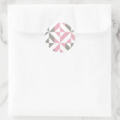 Sticker Rond Pink Raspberry and Silver Geometric ZigZag (Sac)