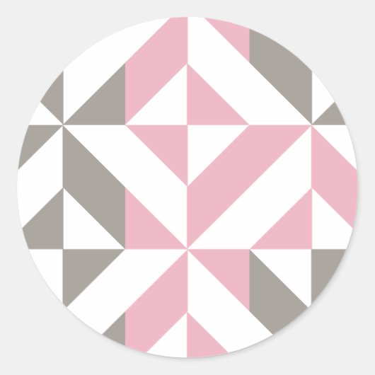 Sticker Rond Pink Raspberry and Silver Geometric ZigZag (Devant)