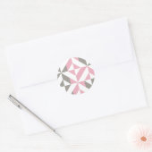Sticker Rond Pink Raspberry and Silver Geometric ZigZag (Enveloppe)
