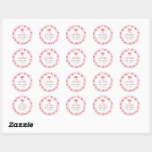 Sticker Rond Pink Red Coquette Bow Valentine Baby Shower (Feuille)