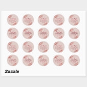 Sticker Rond Pink Red Floral Wedding Thank You (Feuille)