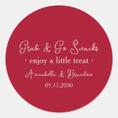 Sticker Rond Pink Red Grab & Go Wedding Snack (Devant)