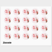 Sticker Rond Pink Red She's Ready to Pop Baby Shower (Feuille)