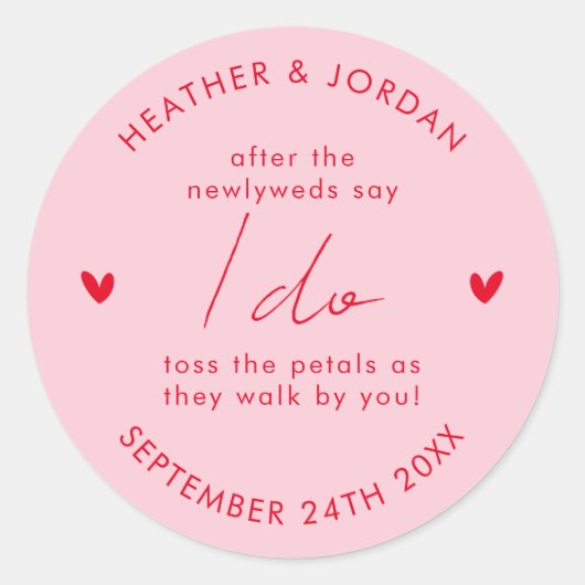 Sticker Rond Pink Retro les années 70 Mariage Jetez-moi Confett (Devant)