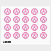 Sticker Rond Pink Ribbon Breast Cancer Awareness Design (Feuille)