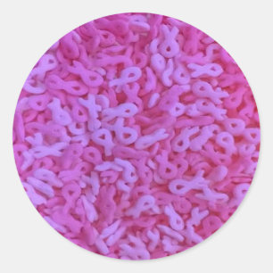 Sticker Rond Pink Ribbon cancer du sein sprinks