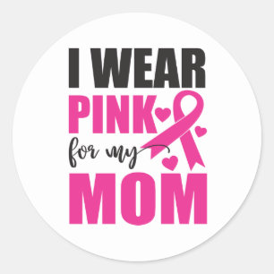 Sticker Rond Pink Ribbon Fighter Survivant Maman Cancer du sein