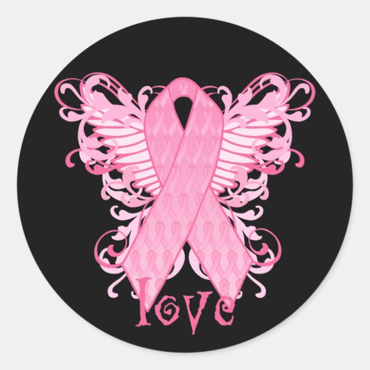 Sticker Rond Pink Ribbon Love (Devant)