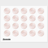 Sticker Rond Pink Rose Rose Blush Gold Foil Monogramme Mariage  (Feuille)