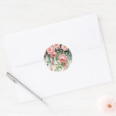 Sticker Rond Pink Roses and Ribbons (Enveloppe)